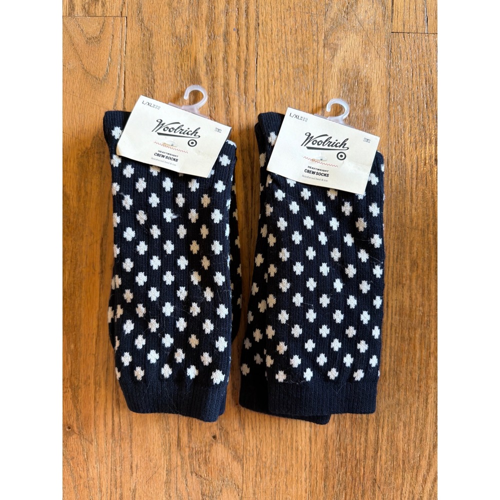 NEW Woolrich Target Heavyweight Crew Socks Navy Blue White Patterned Set L XL